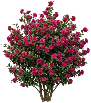 Autumn Spirit Camellia cut-out illustration