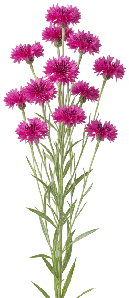 Pink Bachelor's Button cut-out illustration