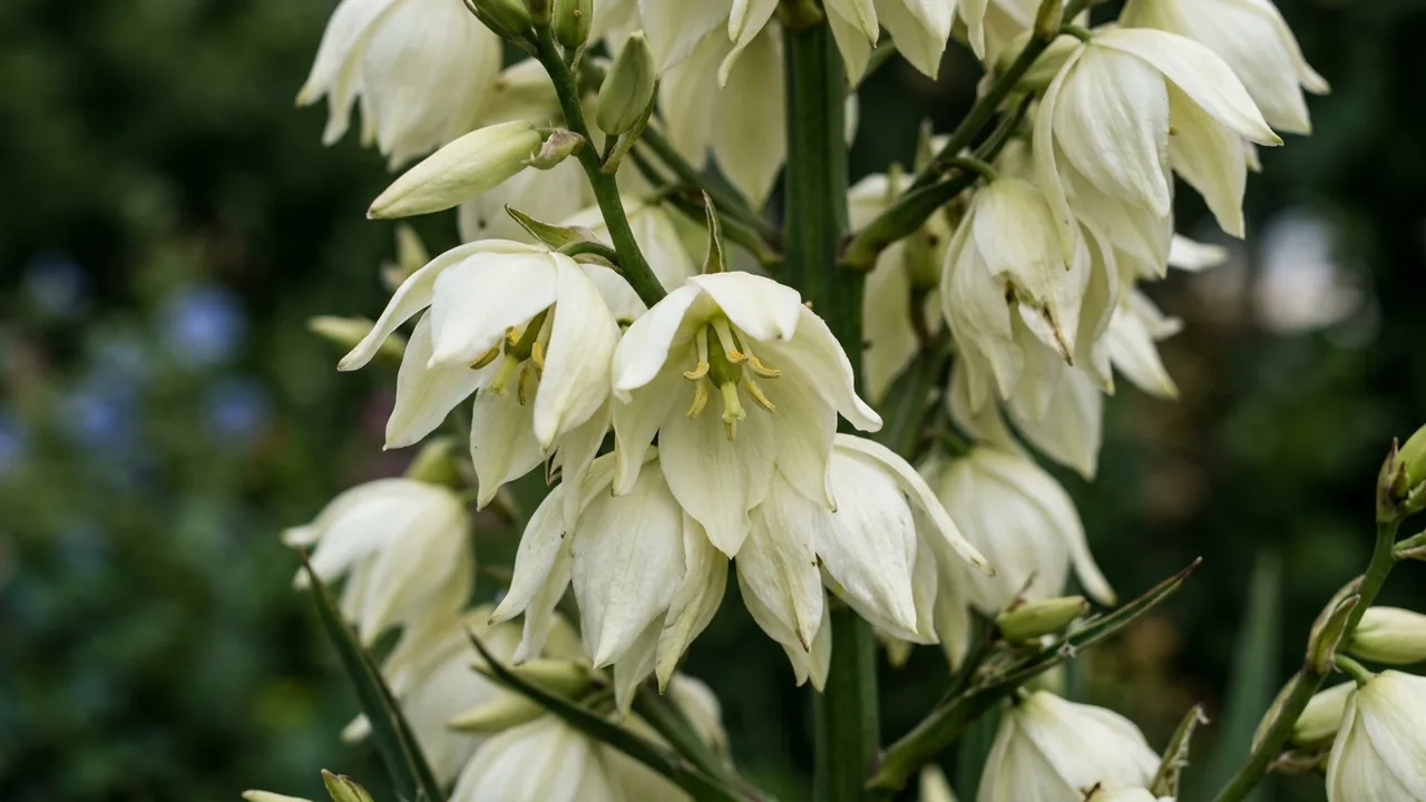 Adam's Needle (Yucca filamentosa) - white flowers, illustrated plant card