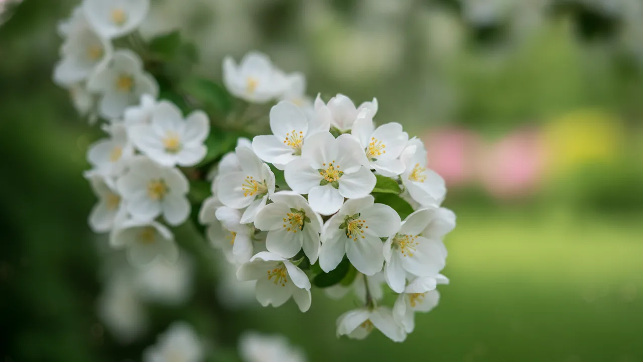 Adirondack (Malus 'Adirondack') - white flowers, illustrated plant card