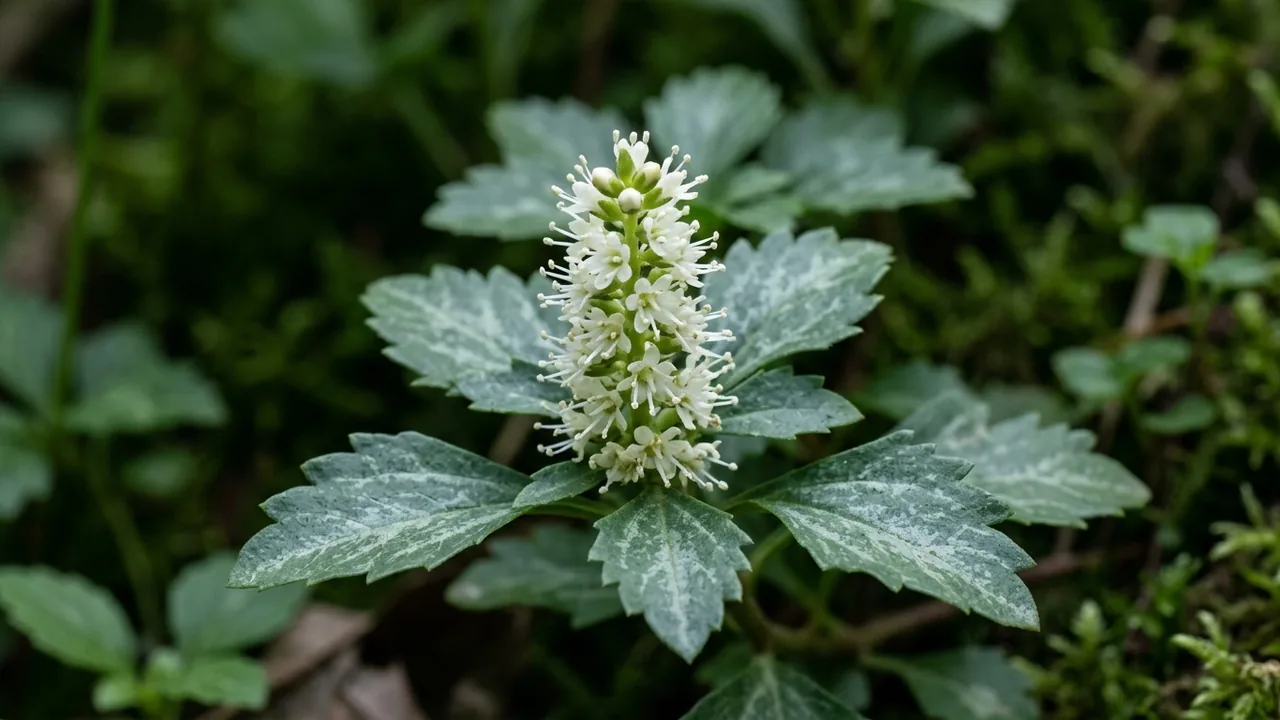Allegheny Spurge (Pachysandra procumbens) - white flowers, illustrated plant card