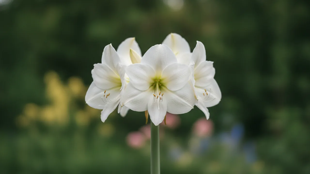 Picotee (Hippeastrum 'Picotee') - white flowers, illustrated plant card