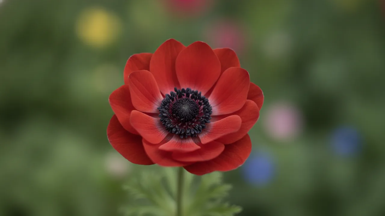 Hollandia (Anemone coronaria 'Hollandia') - red flowers, illustrated plant card