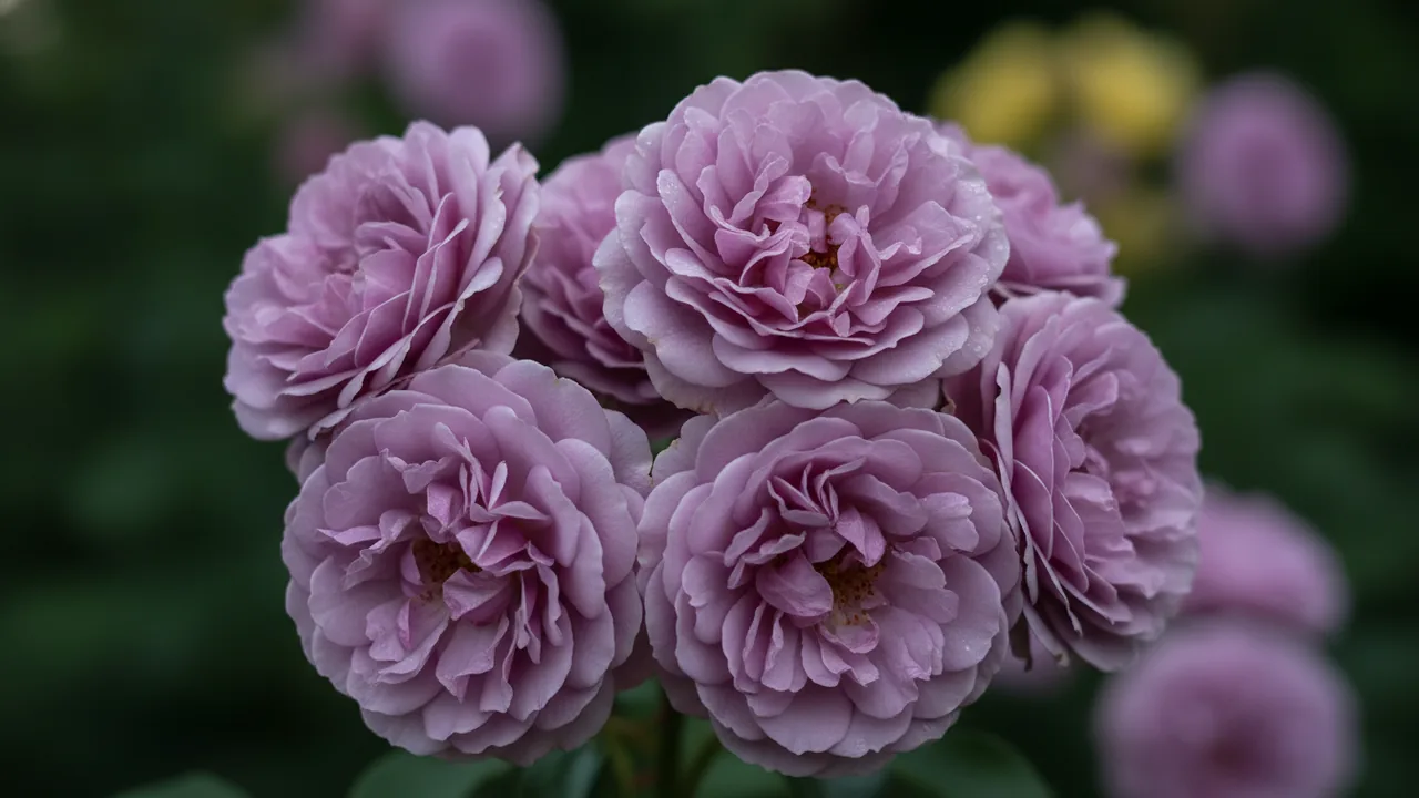 Angel Face (Rosa 'Angel Face') - purple flowers, illustrated plant card