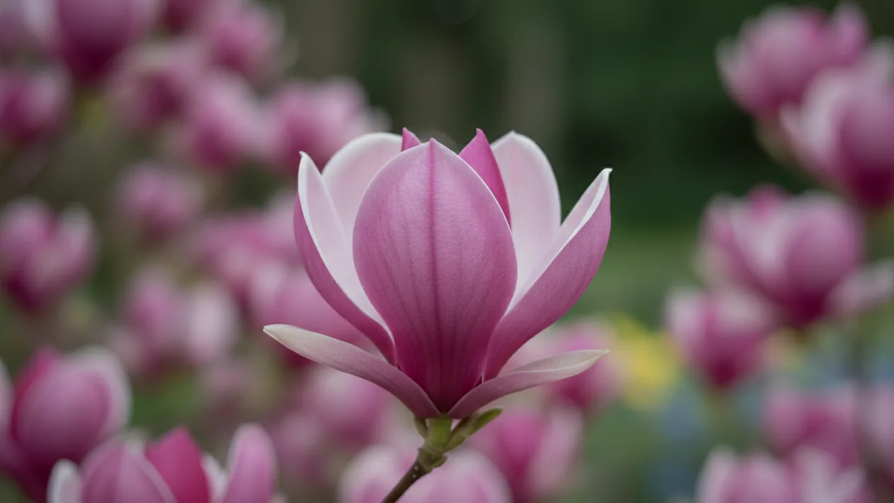 Ann Magnolia (Magnolia 'Ann') - purple flowers, illustrated plant card