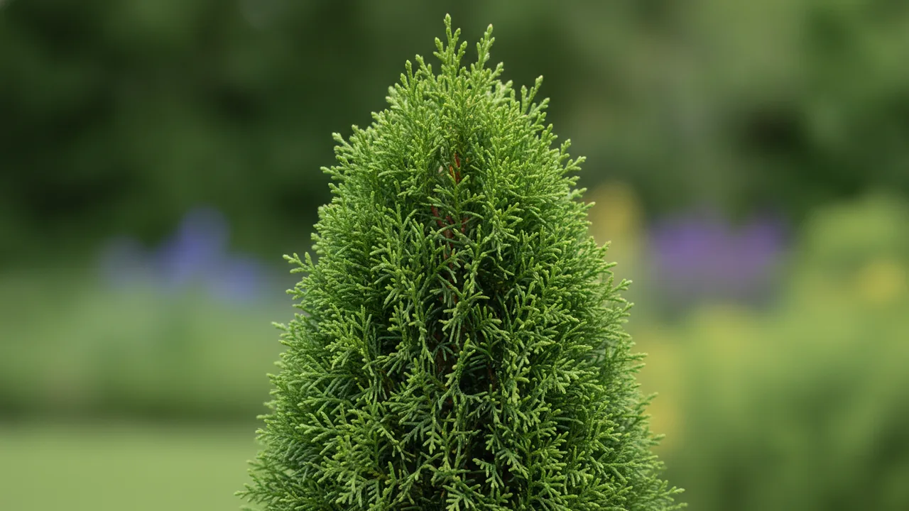 DeGroot's Spire (Thuja occidentalis 'DeGroot's Spire') - foliage plant, illustrated plant card