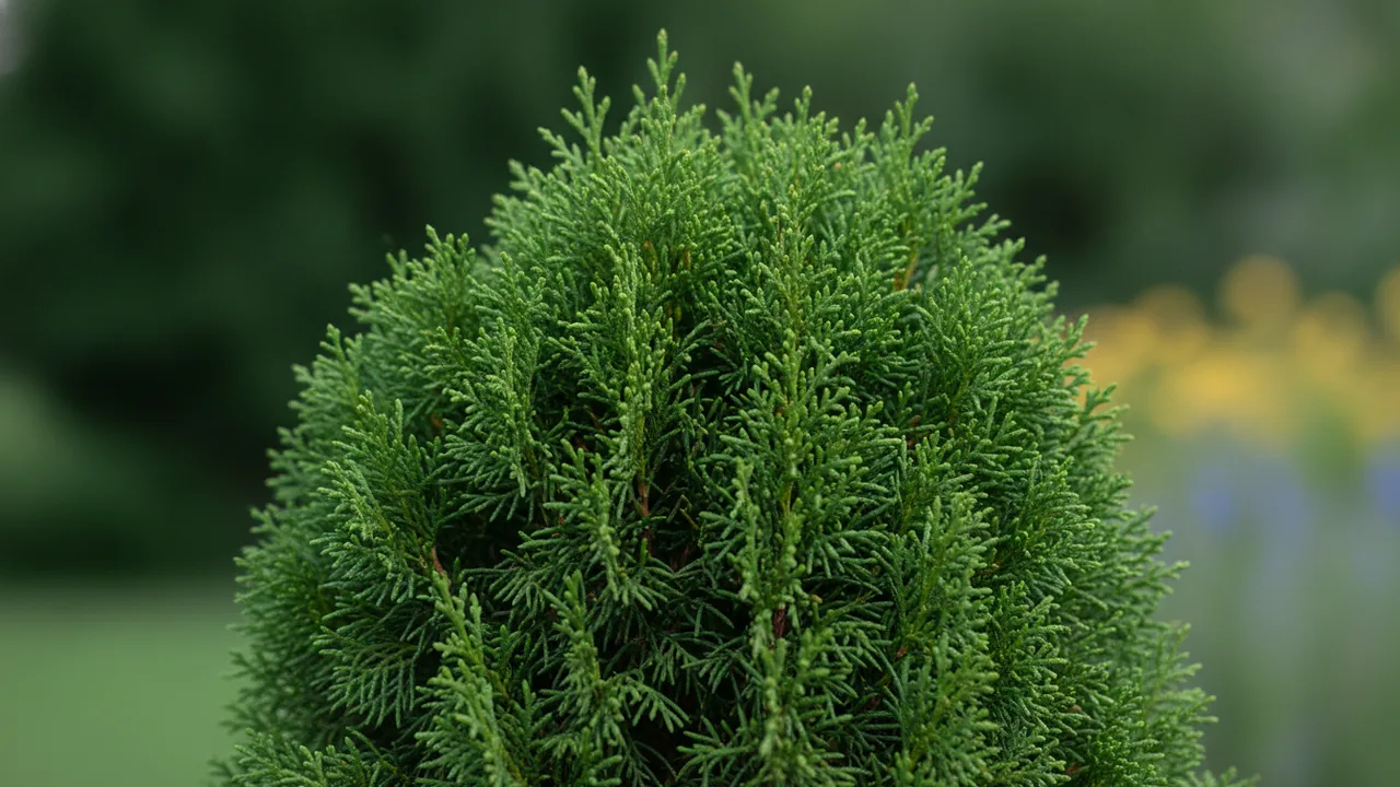Techny (Thuja occidentalis 'Techny') - foliage plant, illustrated plant card
