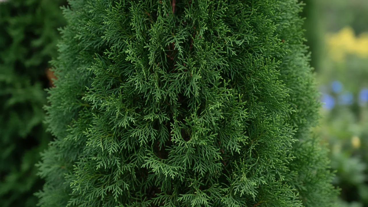 Arborvitae (Thuja occidentalis) - foliage plant, illustrated plant card