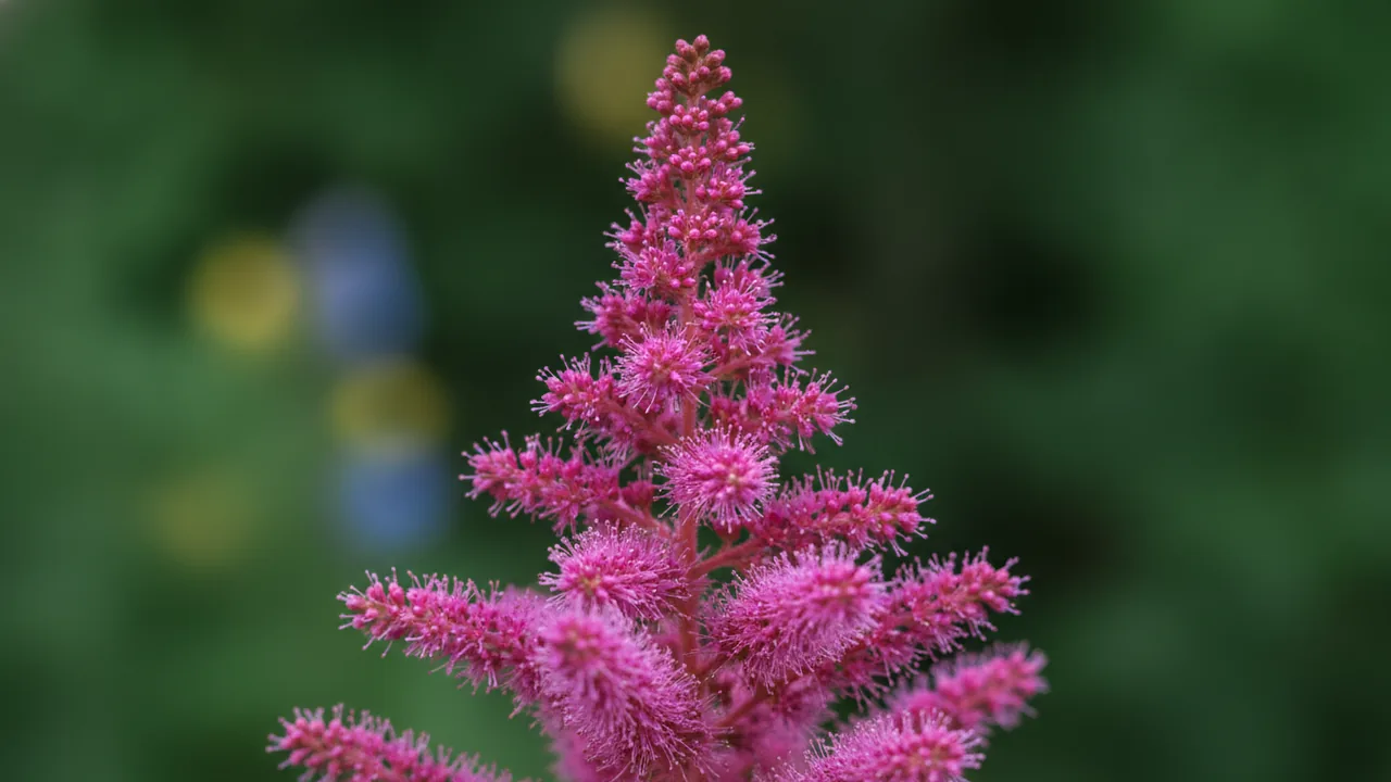 Rheinland (Astilbe japonica 'Rheinland') - pink flowers, illustrated plant card