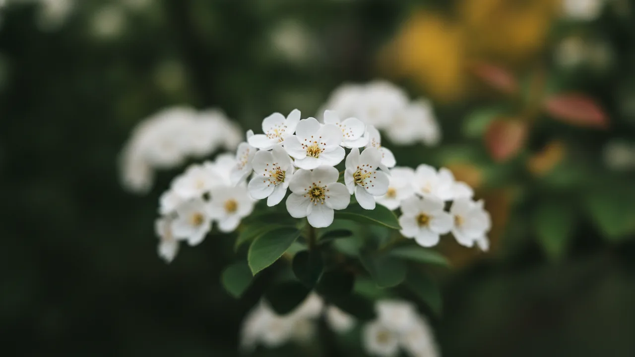 Autumn Brilliance (Amelanchier × grandiflora 'Autumn Brilliance') - white flowers, illustrated plant card