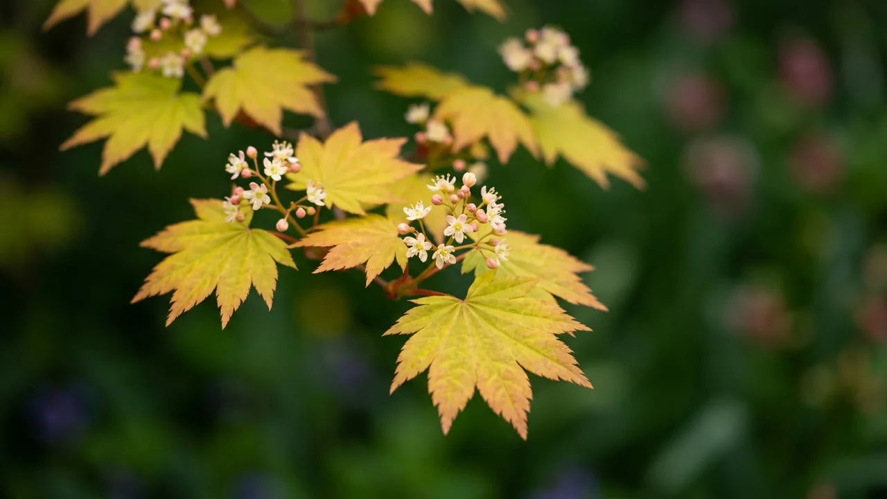 Autumn Moon Japanese Maple (Acer shirasawanum 'Autumn Moon') - foliage plant, illustrated plant card