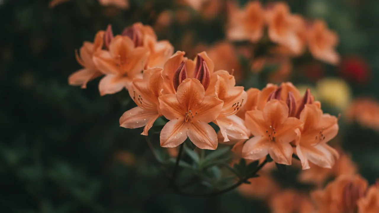 Gibraltar (Rhododendron 'Gibraltar') - orange flowers, illustrated plant card