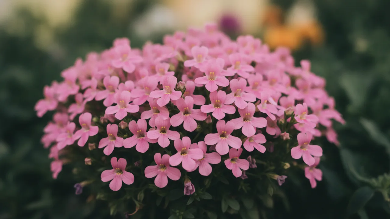 Pink Bacopa (Chaenostoma cordatum) - pink flowers, illustrated plant card