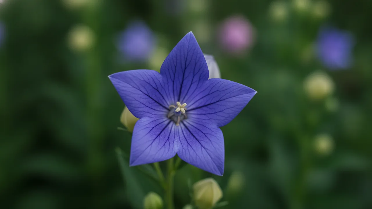 Balloon Flower in bloom, illustrated plant card