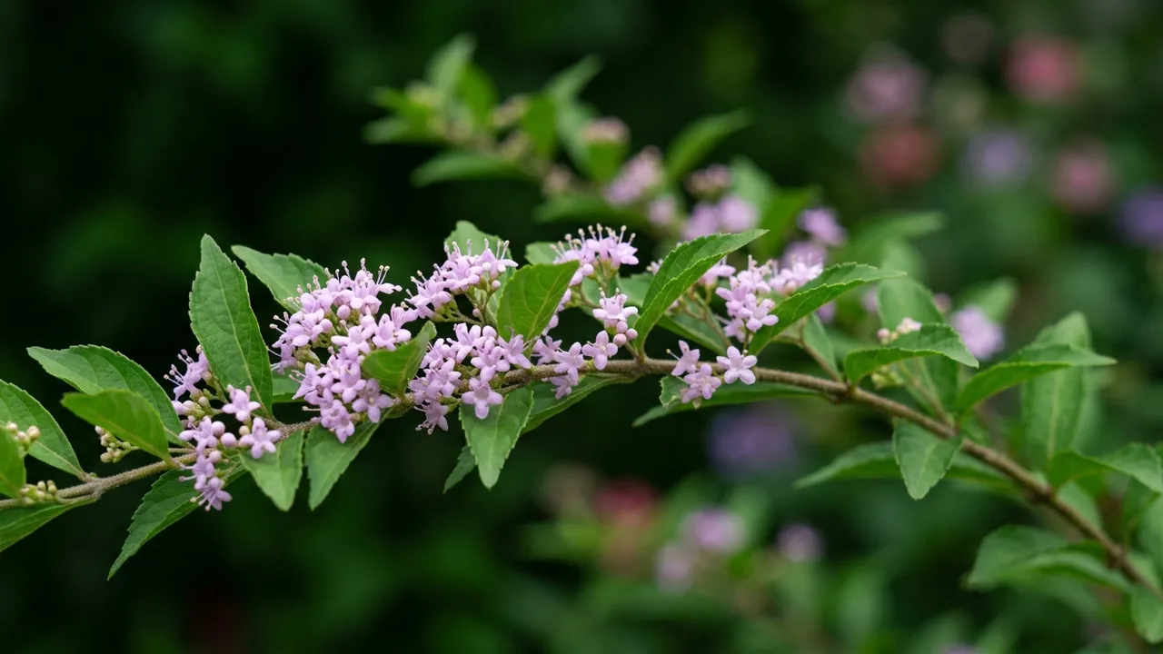 Bubble Up Beautyberry (Callicarpa japonica 'SMNCJLIEP') - pink flowers, illustrated plant card