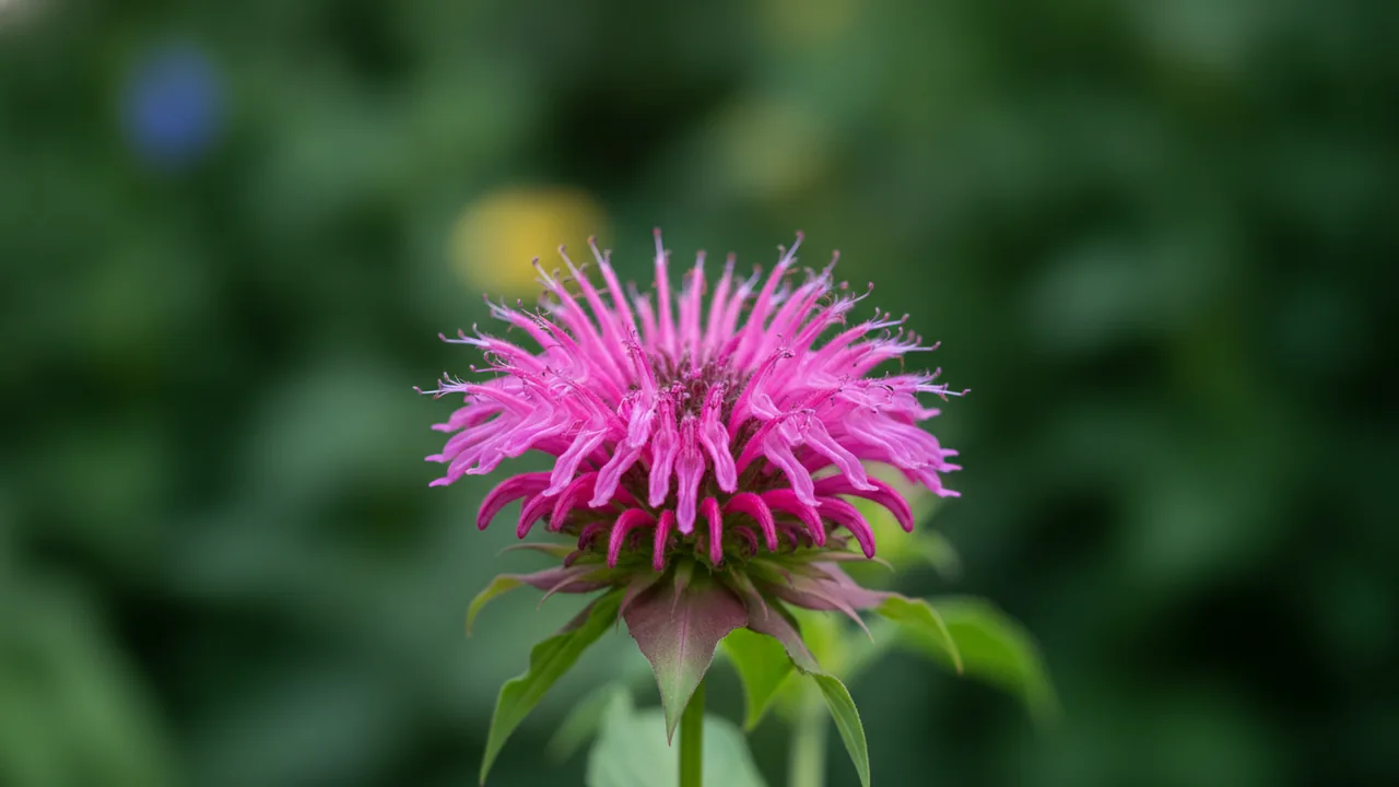 Marshall's Delight (Monarda 'Marshall's Delight') - pink flowers, illustrated plant card