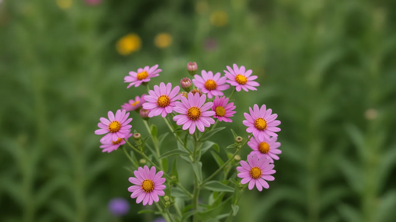 Pink Bidens (Bidens hybrid) - pink flowers, illustrated plant card