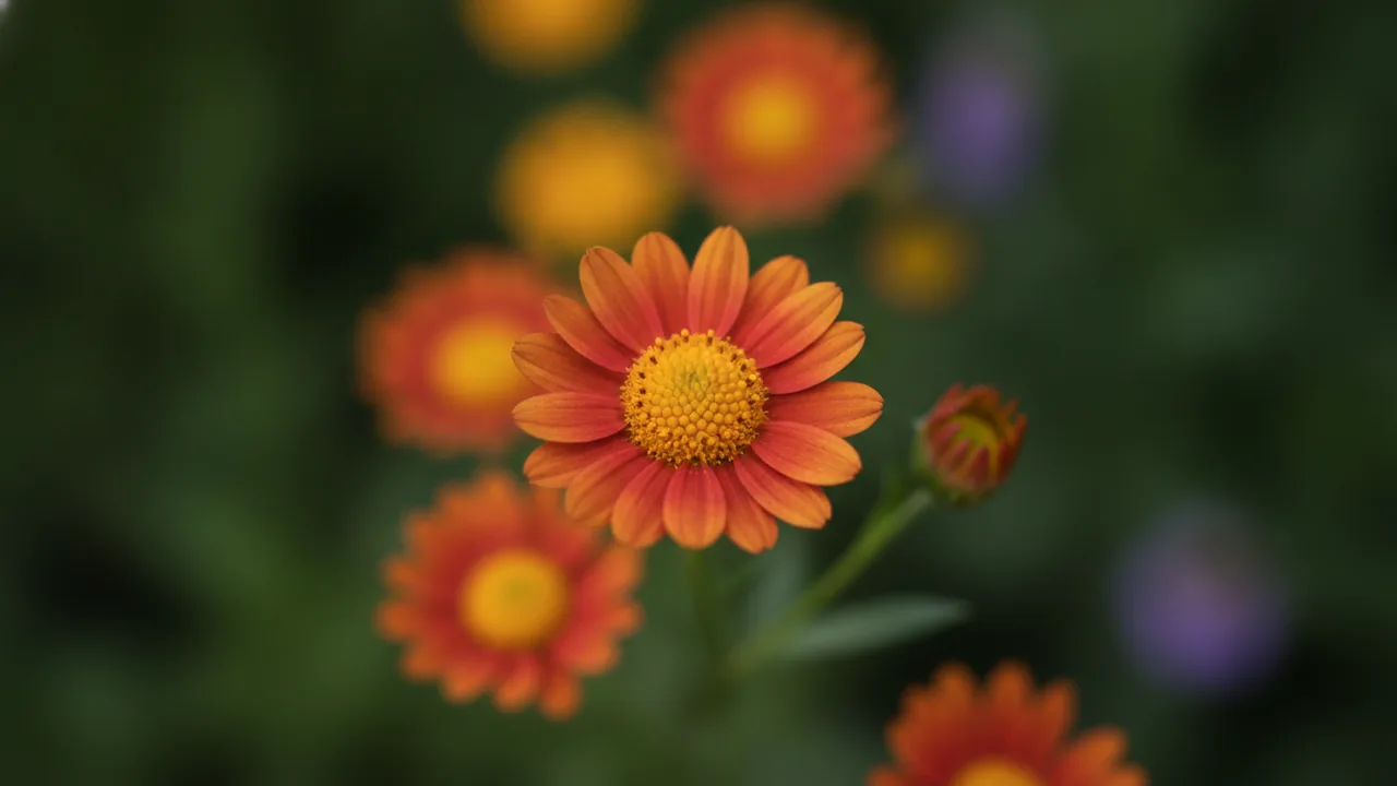 Painted Red Bidens (Bidens ferulifolia 'Beedance Painted Red') - red flowers, illustrated plant card