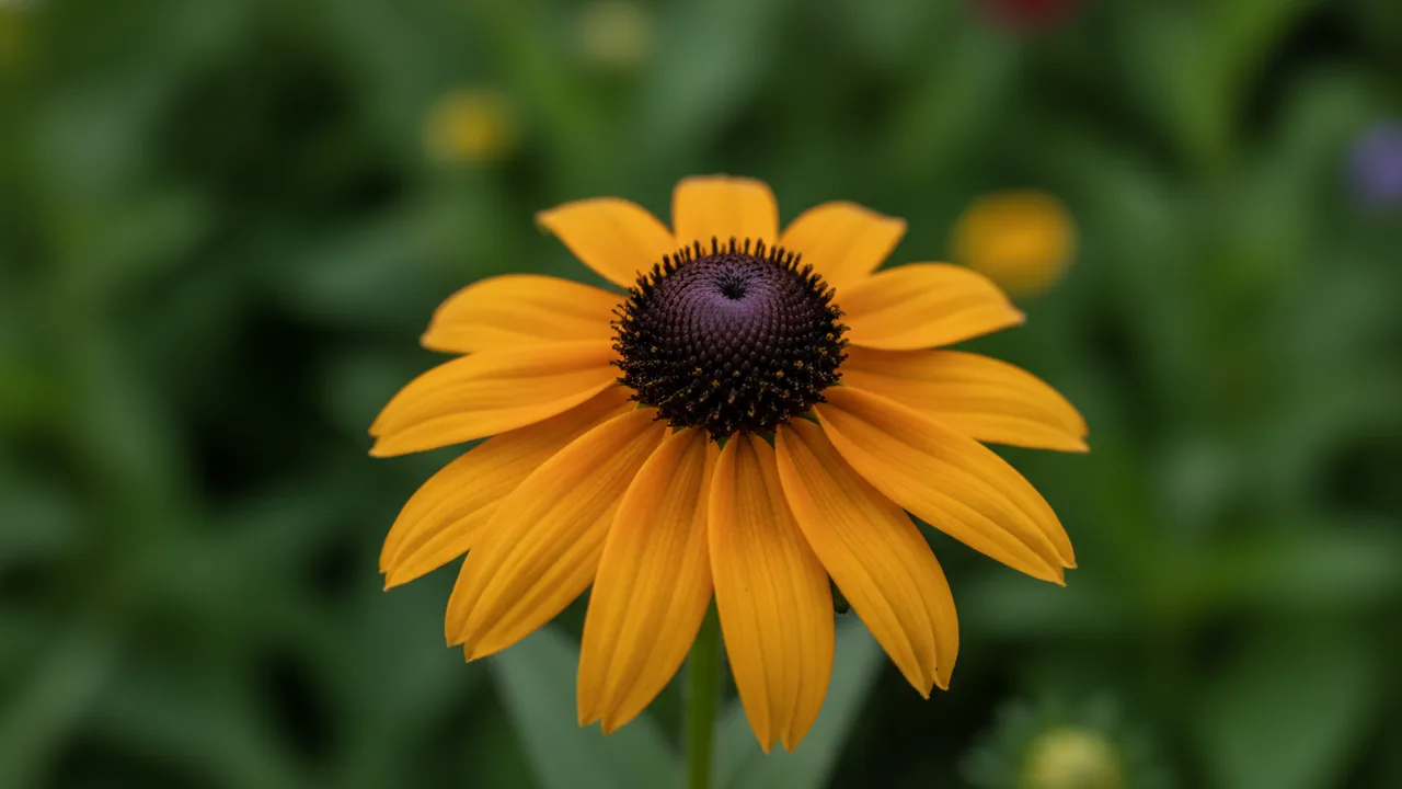 Autumn Colors (Rudbeckia hirta 'Autumn Colors') - orange flowers, illustrated plant card
