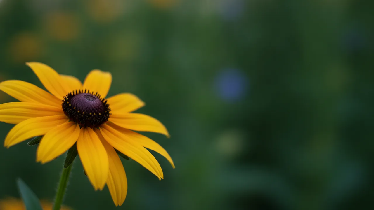Toto Gold (Rudbeckia hirta 'Toto Gold') - yellow flowers, illustrated plant card