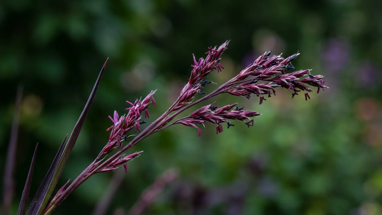 Blackhawks Big Bluestem (Andropogon gerardi 'Blackhawks') - foliage plant, illustrated plant card
