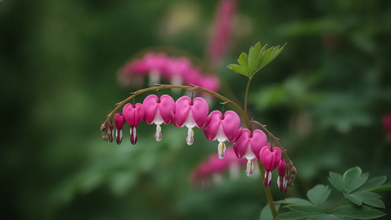 King of Hearts (Dicentra 'King of Hearts') - pink flowers, illustrated plant card