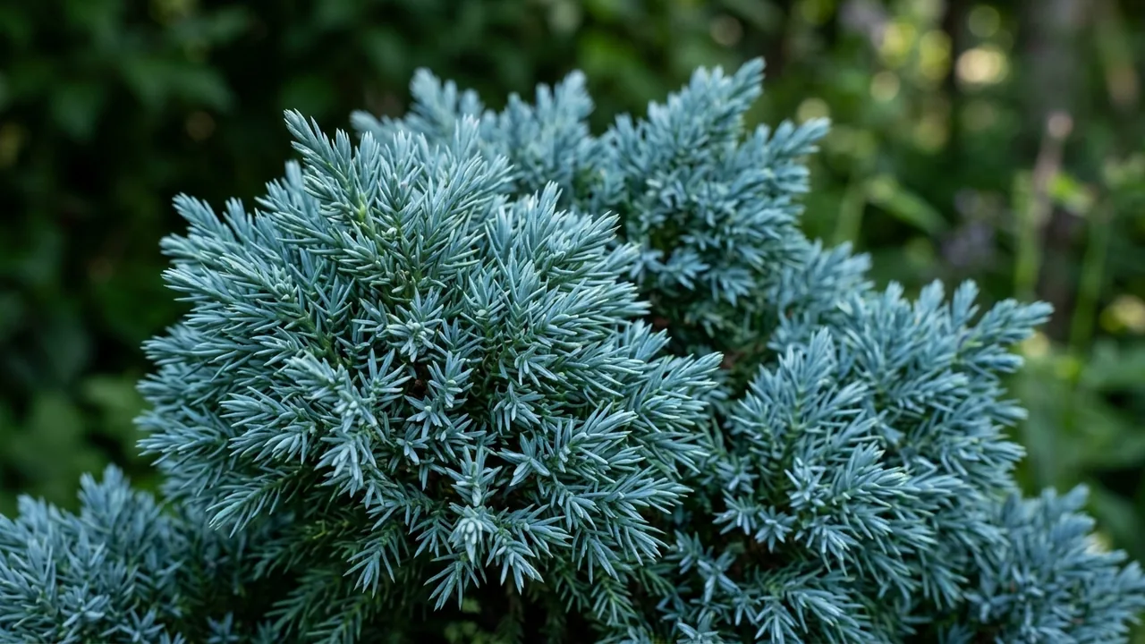 Blue Moon Sawara Cypress (Chamaecyparis pisifera 'Blue Moon') - foliage plant, illustrated plant card