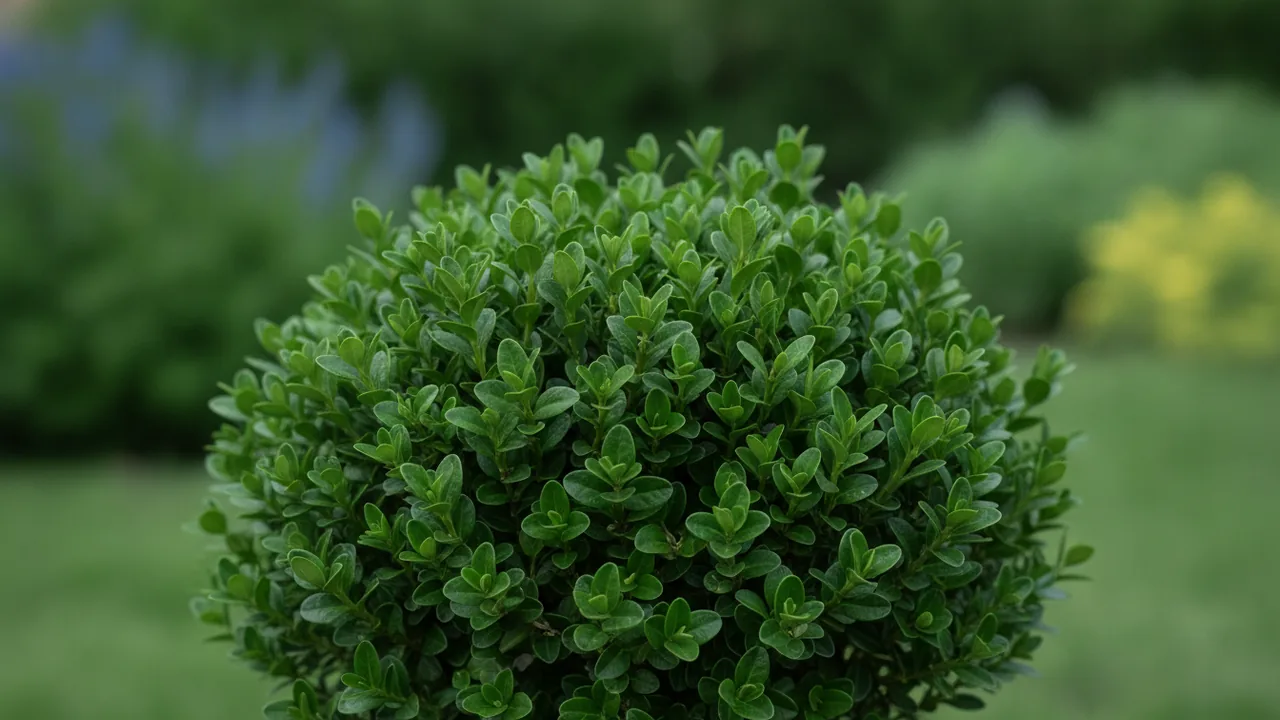 Baby Gem (Buxus microphylla 'Baby Gem') - foliage plant, illustrated plant card