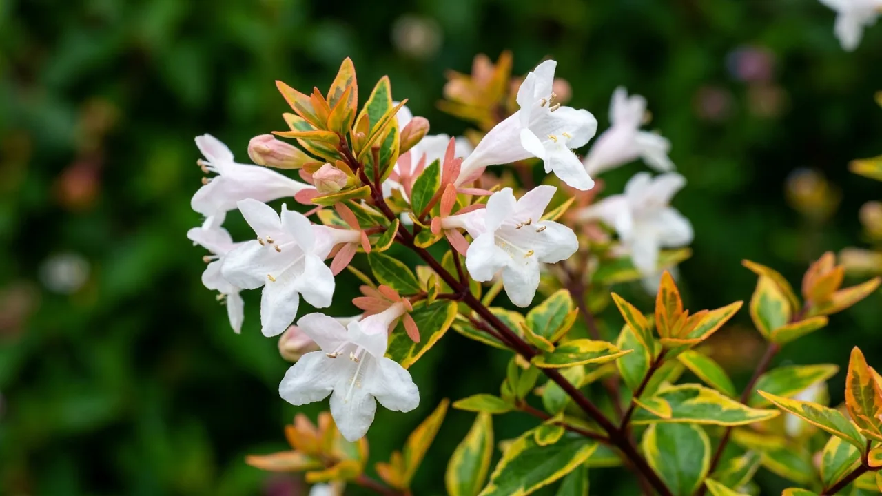 Brilliantina Abelia (Abelia × grandiflora 'Keyfly') - foliage plant, illustrated plant card