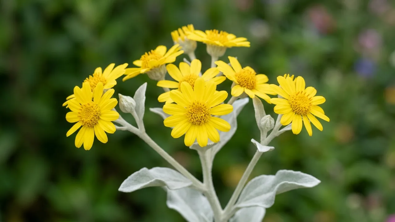Brittlebush (Encelia farinosa) - yellow flowers, illustrated plant card