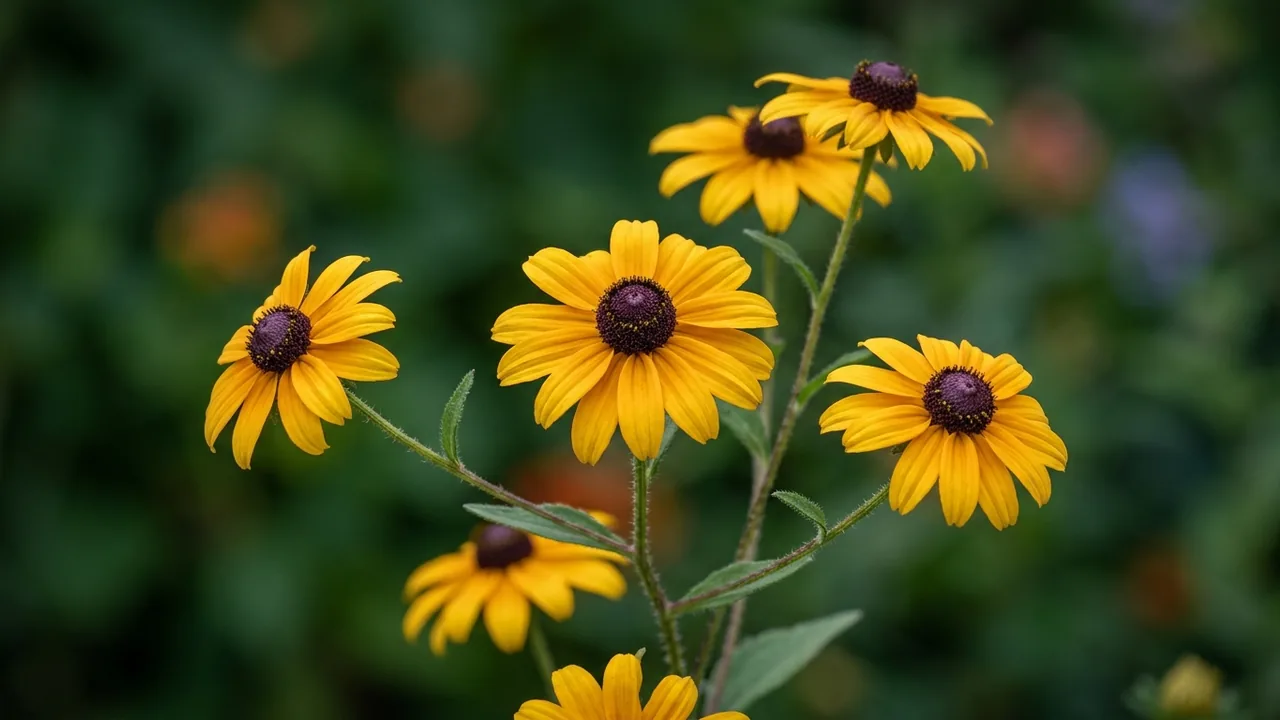Brown-Eyed Susan (Rudbeckia triloba) - yellow flowers, illustrated plant card
