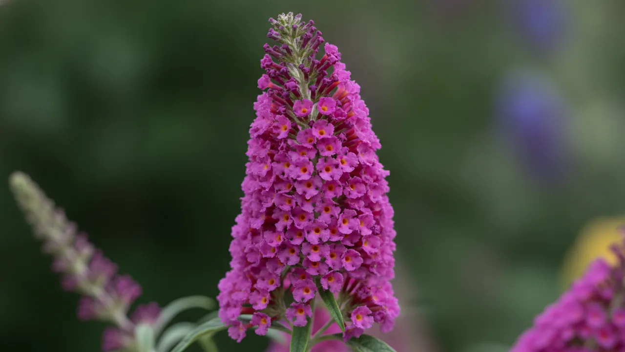 Miss Molly (Buddleia 'Miss Molly') - pink flowers, illustrated plant card