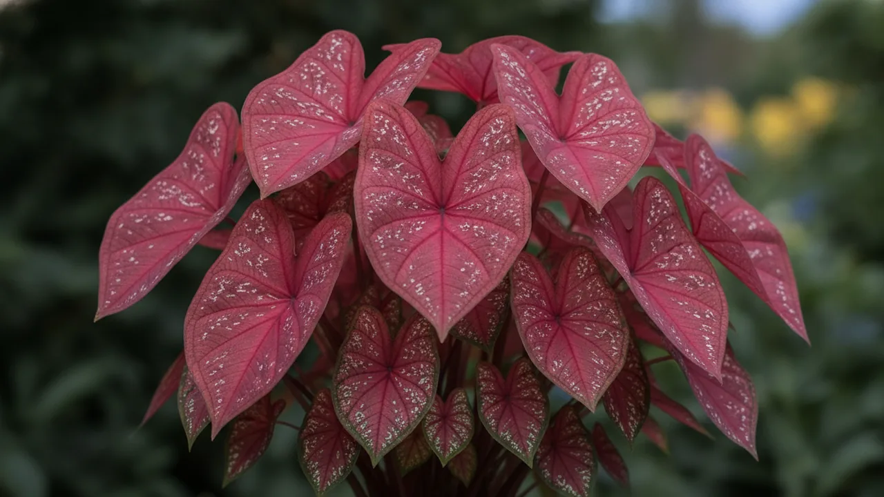 Carolyn Whorton Caladium (Caladium 'Carolyn Whorton') - foliage plant, illustrated plant card
