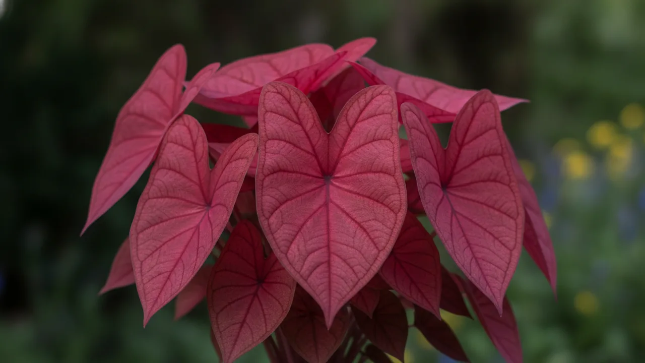 Red Flash Caladium (Caladium 'Red Flash') - foliage plant, illustrated plant card