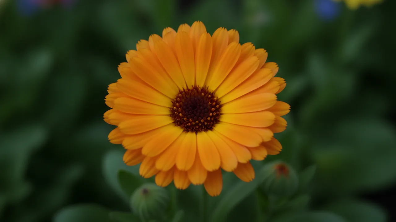 Apricot Calendula (Calendula officinalis) - orange flowers, illustrated plant card