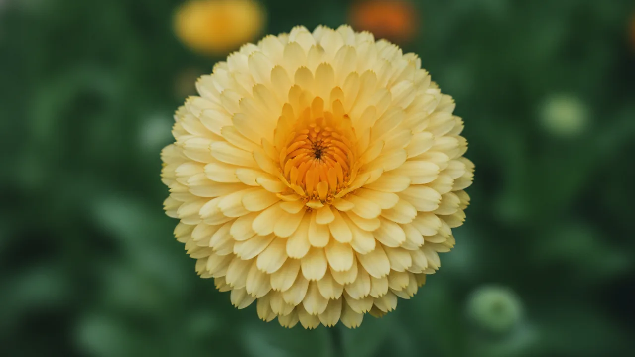 Ivory Princess (Calendula officinalis) - yellow flowers, illustrated plant card