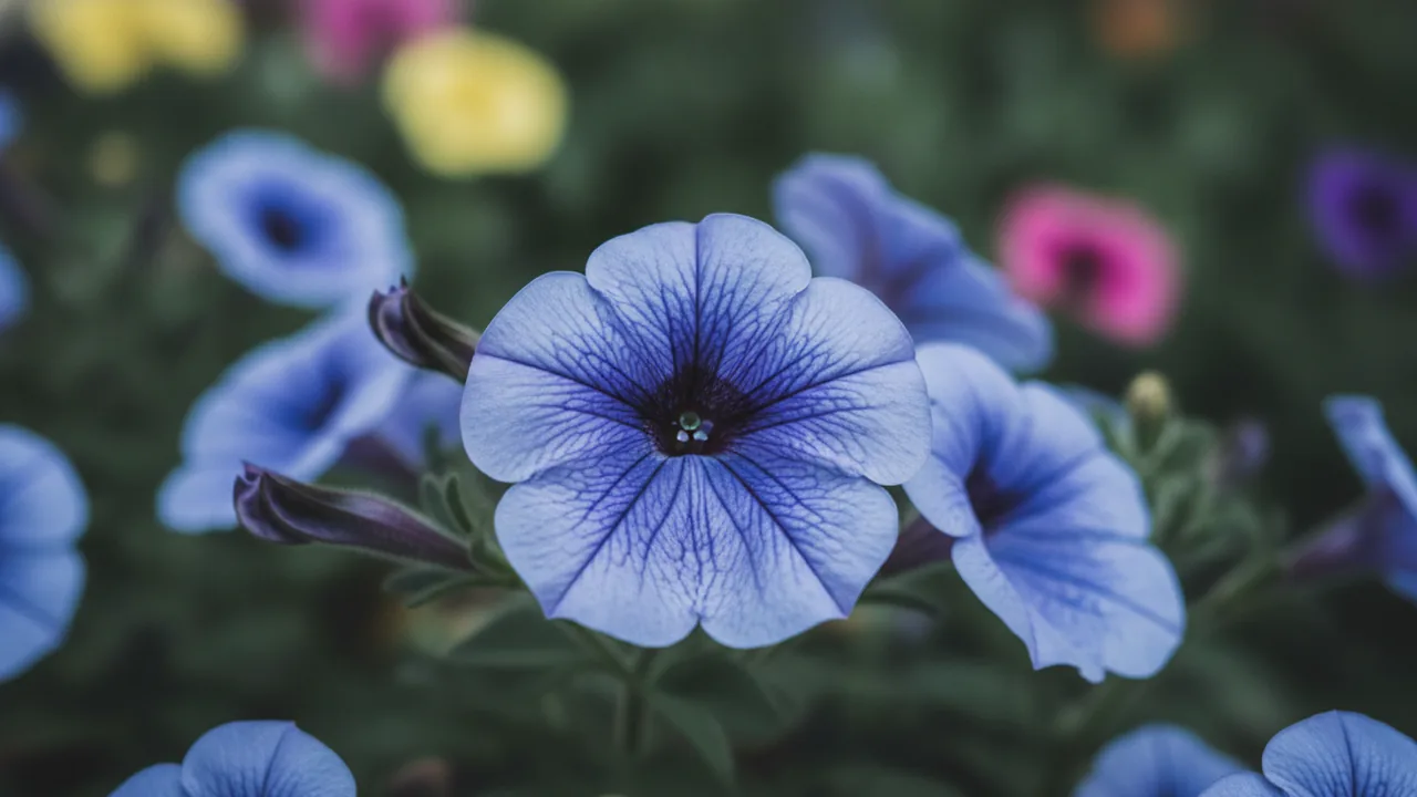 Superbells Blue (Calibrachoa 'Superbells Blue') - purple flowers, illustrated plant card