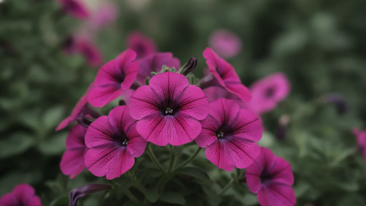 Superbells Blackcurrant Punch (Calibrachoa 'Superbells Blackcurrant Punch') - purple flowers, illustrated plant card
