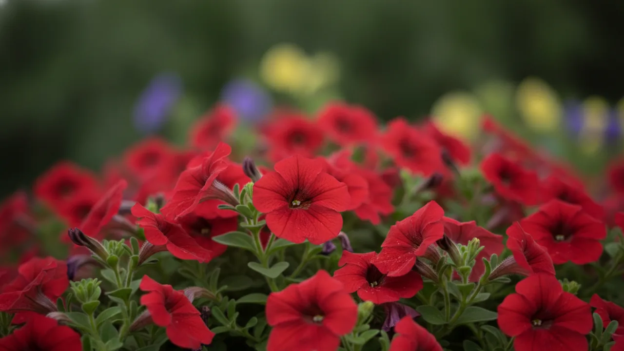 Superbells Red (Calibrachoa 'Superbells Red') - red flowers, illustrated plant card