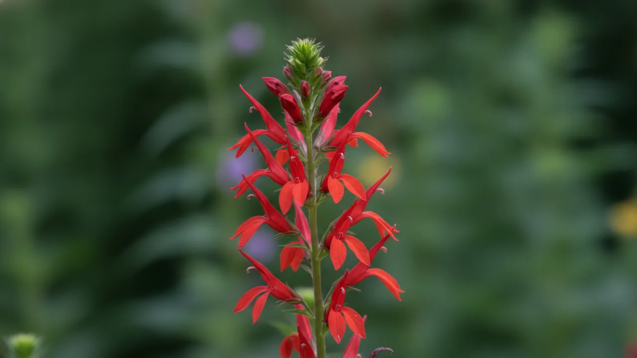 Cardinal Flower in bloom, illustrated plant card