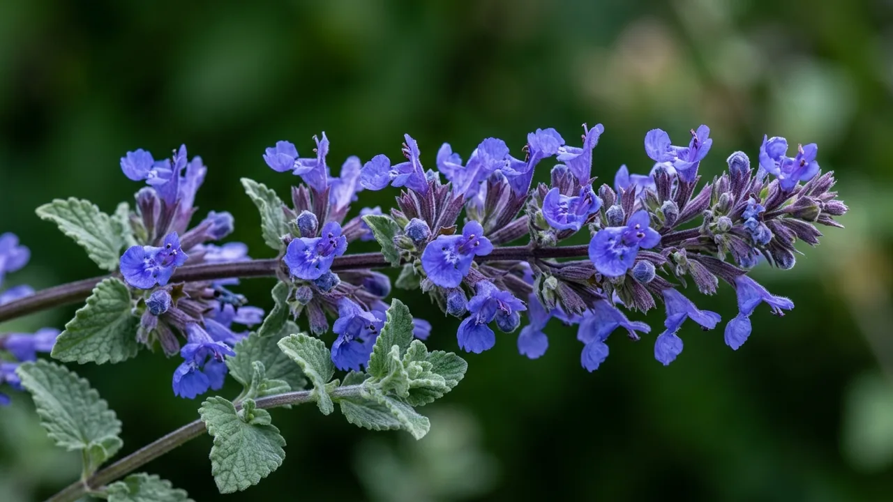 Cat's Pajamas Catmint (Nepeta 'Cat's Pajamas') - blue flowers, illustrated plant card