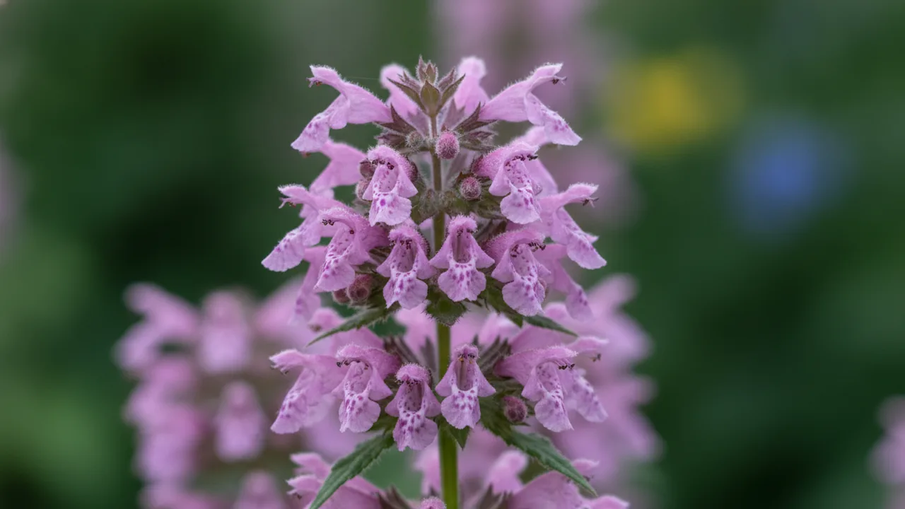Pink Cat (Nepeta 'Pink Cat') - pink flowers, illustrated plant card