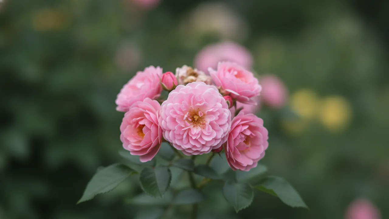 Cécile Brünner (Rosa 'Cécile Brünner') - pink flowers, illustrated plant card