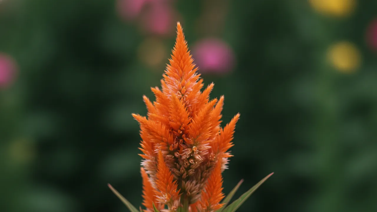 Fresh Look Orange (Celosia plumosa 'Fresh Look Orange') - orange flowers, illustrated plant card