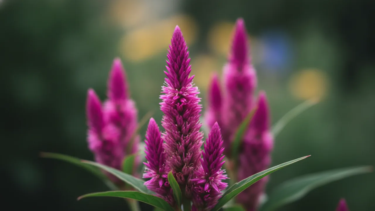 Intenz Purple (Celosia spicata 'Intenz') - purple flowers, illustrated plant card