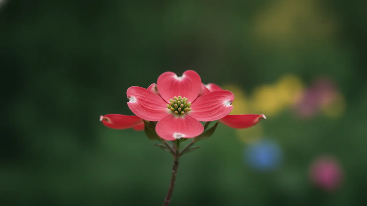 Cherokee Chief (Cornus florida 'Cherokee Chief') - red flowers, illustrated plant card