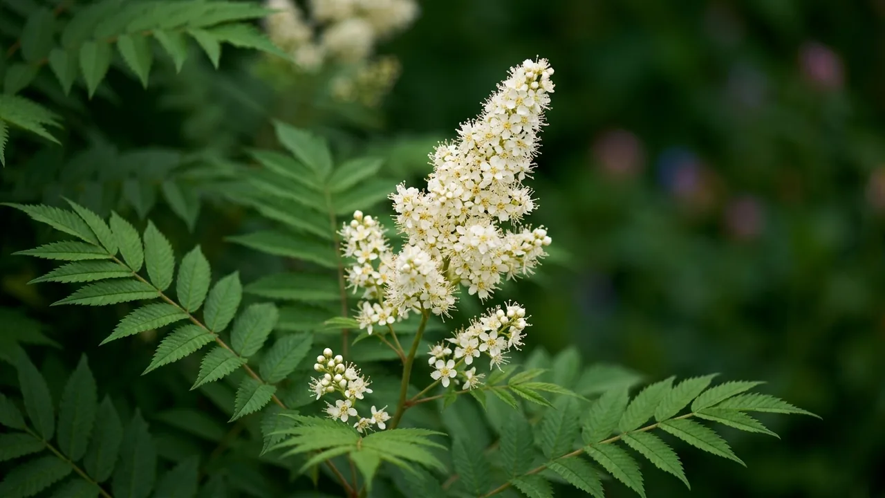 Cherry on Top Sorbaria (Sorbaria sorbifolia 'Bococot') - foliage plant, illustrated plant card