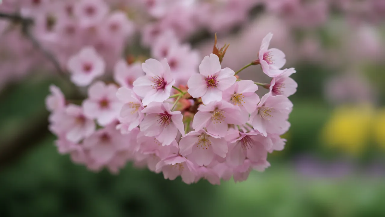 Pink Cloud Cherry (Prunus 'Pink Cloud') - pink flowers, illustrated plant card