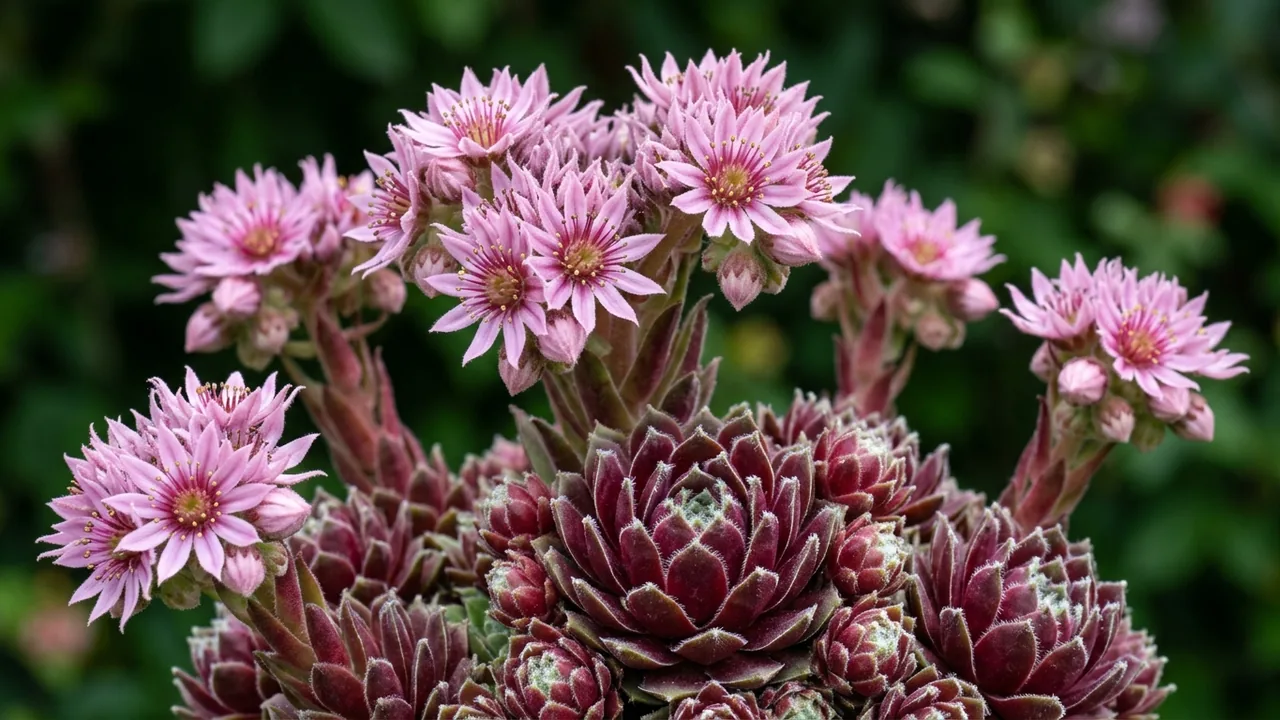 Chick Charms Berry Bomb Hens & Chicks (Sempervivum 'Director Jacobs') - foliage plant, illustrated plant card