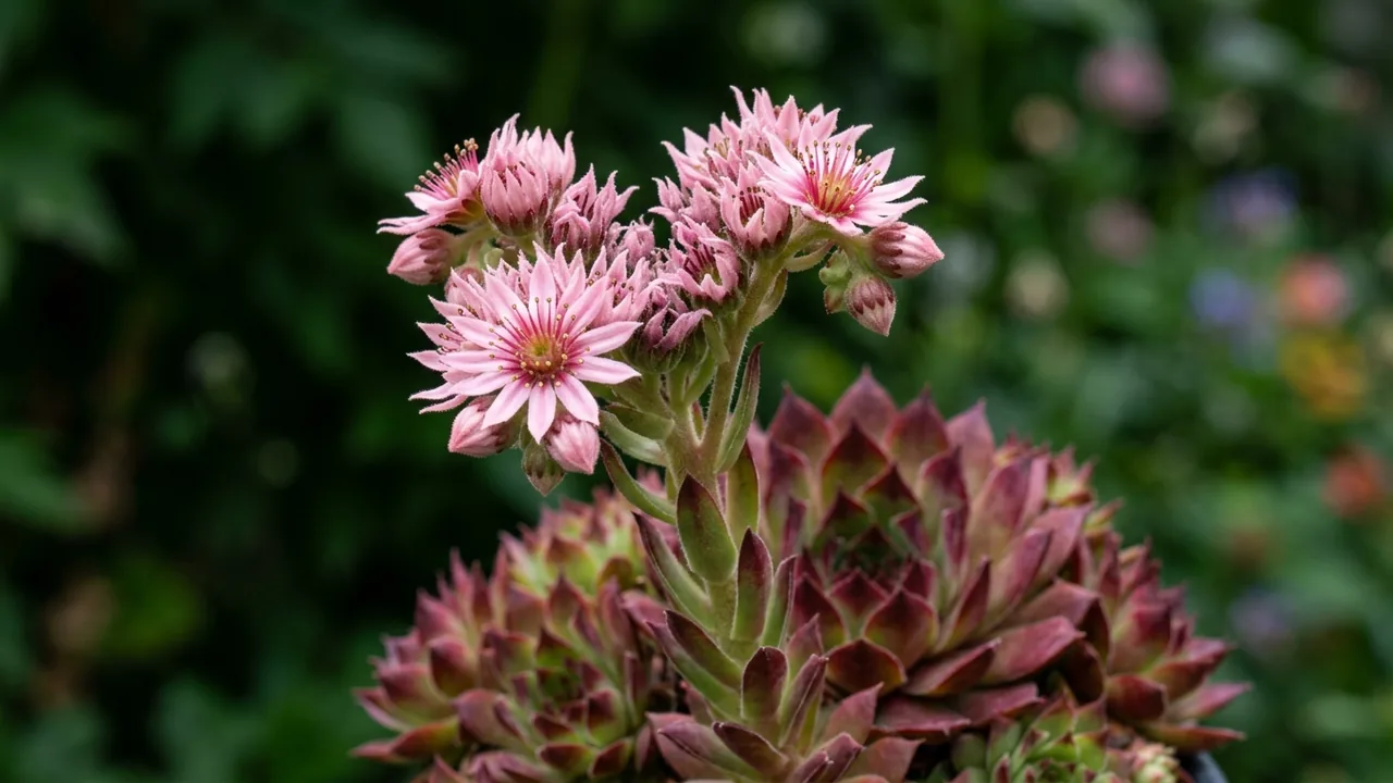 Chick Charms Cranberry Cocktail Hens & Chicks (Sempervivum 'Killer') - foliage plant, illustrated plant card